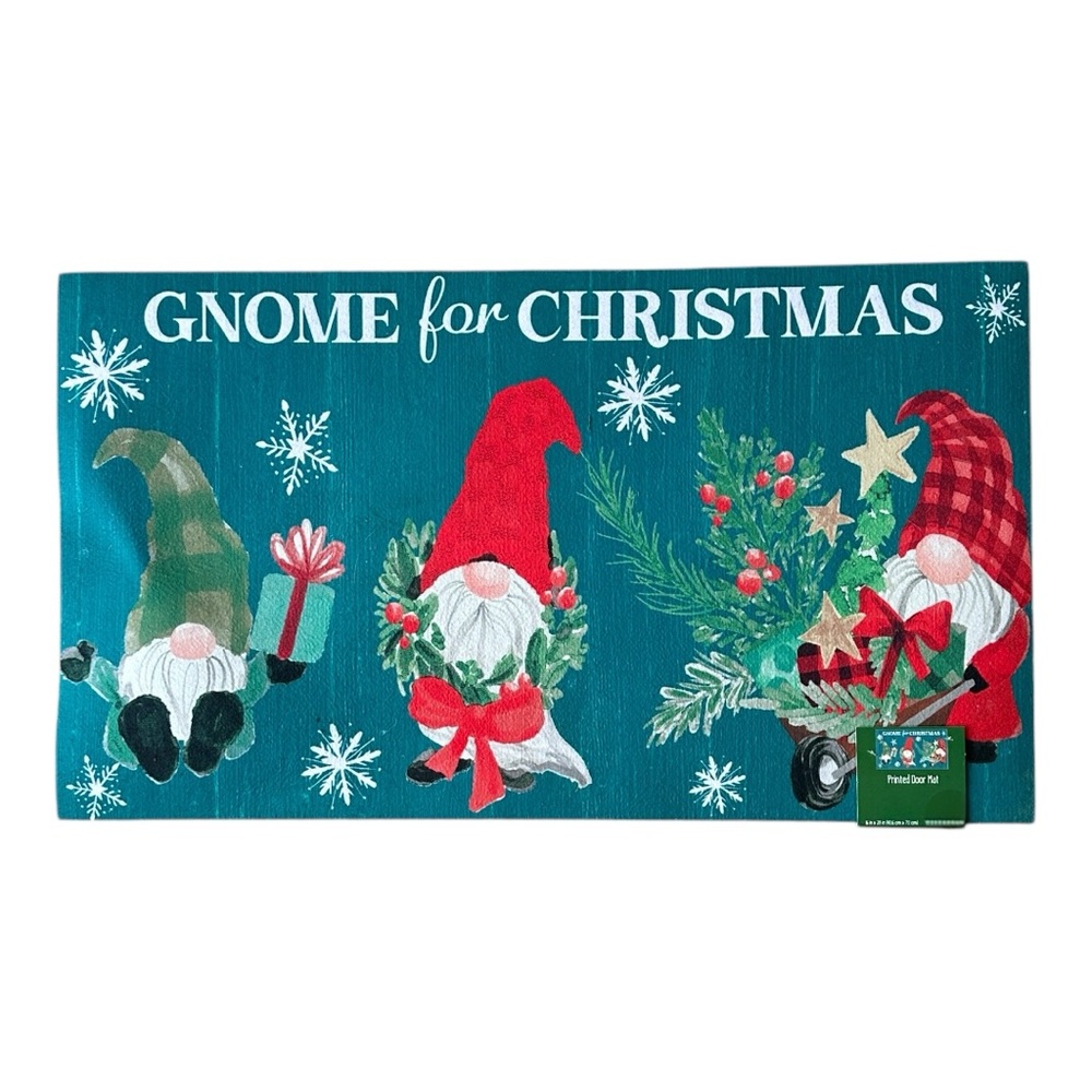 Christmas Gnomes 16x28” ‘Gnome For Christmas’ Indoor Outdoor Doormat NWT